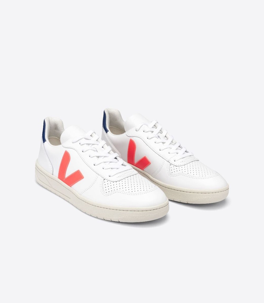 Tenis Veja Hombre - V-10 Cuero - Blancos/Naranjas - 568WFICUK